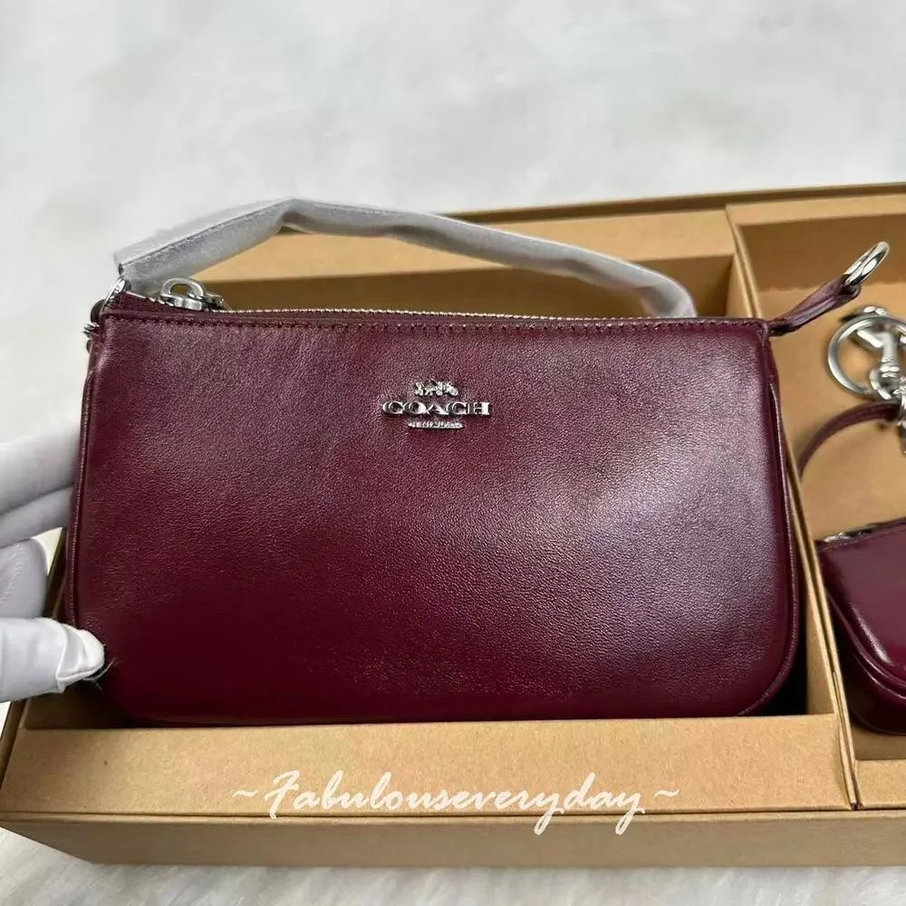 Coach Boxed Nolita 19 And Nolita Bag Charm Set In Leather/Silver/Dark Wine CCK95